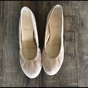 Dusty pink, suede JCrew flats.